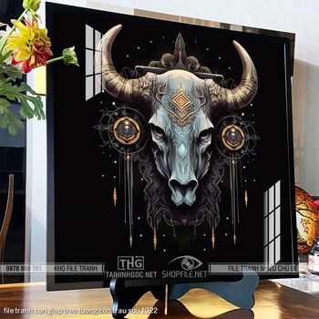 file tranh con giap treo tuong con trau suu 1022