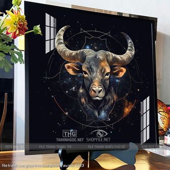 file tranh con giap treo tuong con trau suu 1023