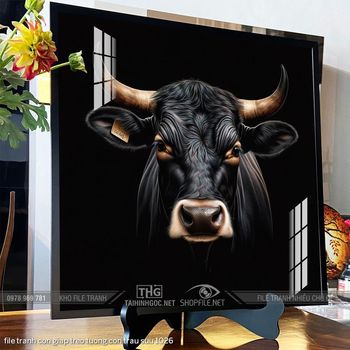 file tranh con giap treo tuong con trau suu 1026