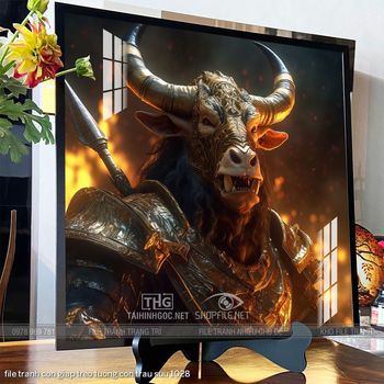 file tranh con giap treo tuong con trau suu 1028