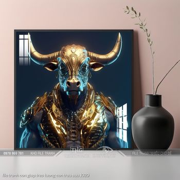 file tranh con giap treo tuong con trau suu 1029