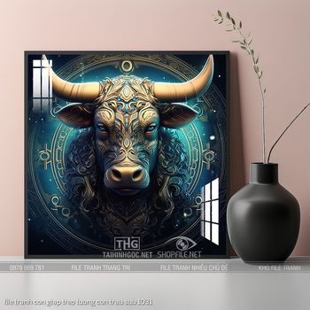 file tranh con giap treo tuong con trau suu 1031