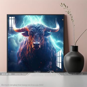 file tranh con giap treo tuong con trau suu 1033