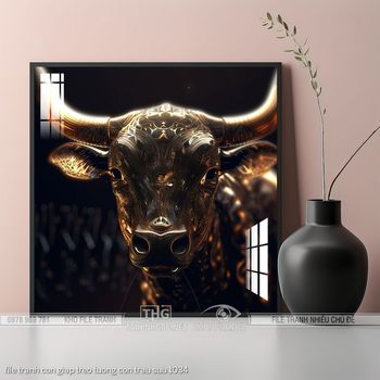 file tranh con giap treo tuong con trau suu 1034