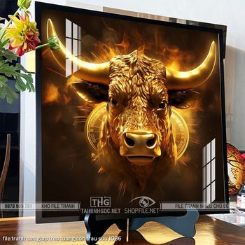 file tranh con giap treo tuong con trau suu 1036