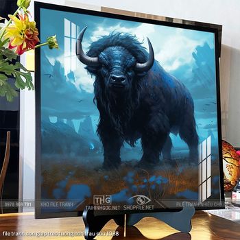 file tranh con giap treo tuong con trau suu 1038