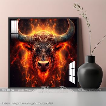 file tranh con giap treo tuong con trau suu 1039