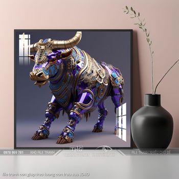 file tranh con giap treo tuong con trau suu 1040