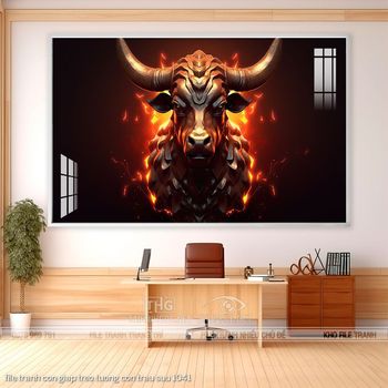 file tranh con giap treo tuong con trau suu 1041