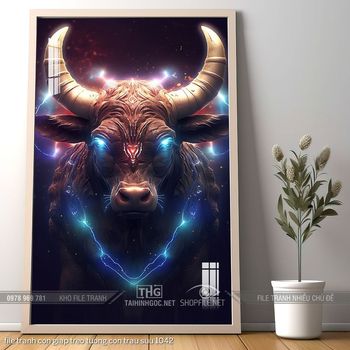 file tranh con giap treo tuong con trau suu 1042