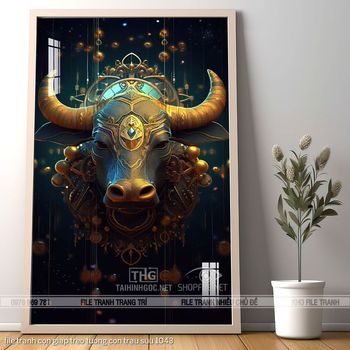 file tranh con giap treo tuong con trau suu 1043