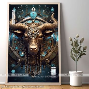 file tranh con giap treo tuong con trau suu 1044