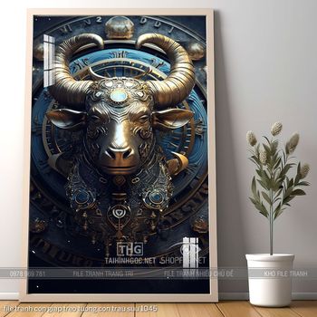 file tranh con giap treo tuong con trau suu 1045