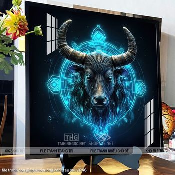 file tranh con giap treo tuong con trau suu 1046