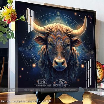 file tranh con giap treo tuong con trau suu 1047