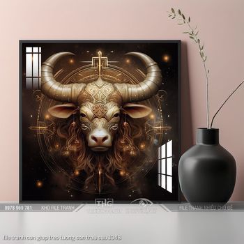 file tranh con giap treo tuong con trau suu 1048