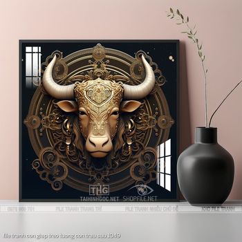 file tranh con giap treo tuong con trau suu 1049