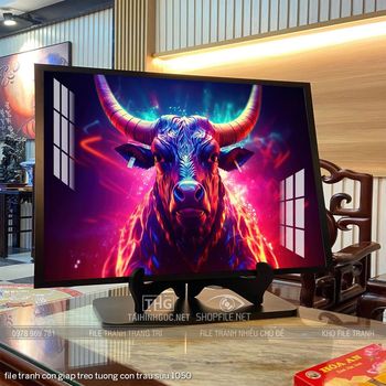 file tranh con giap treo tuong con trau suu 1050