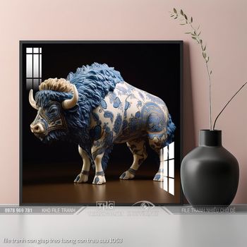 file tranh con giap treo tuong con trau suu 1053