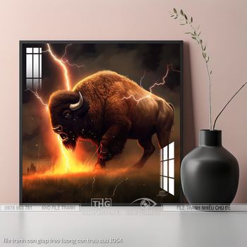 file tranh con giap treo tuong con trau suu 1054