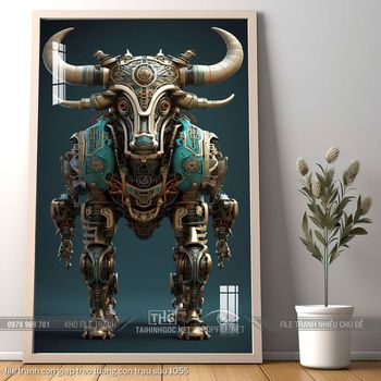 file tranh con giap treo tuong con trau suu 1055