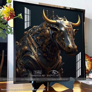 file tranh con giap treo tuong con trau suu 1056