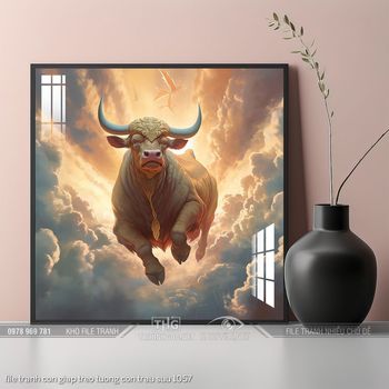 file tranh con giap treo tuong con trau suu 1057