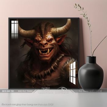 file tranh con giap treo tuong con trau suu 1058