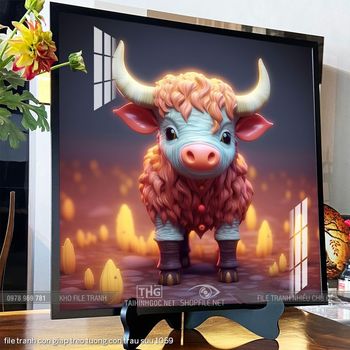 file tranh con giap treo tuong con trau suu 1059