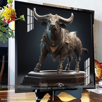 file tranh con giap treo tuong con trau suu 1061