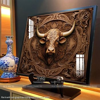 file tranh con giap treo tuong con trau suu 1063