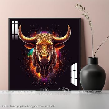 file tranh con giap treo tuong con trau suu 1065