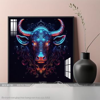 file tranh con giap treo tuong con trau suu 1068