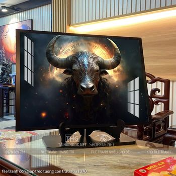 file tranh con giap treo tuong con trau suu 1070