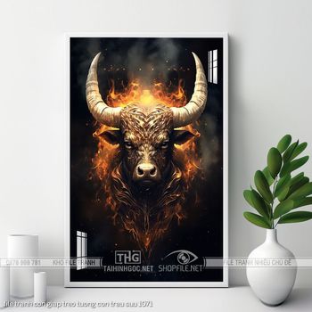 file tranh con giap treo tuong con trau suu 1071