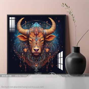 file tranh con giap treo tuong con trau suu 1074