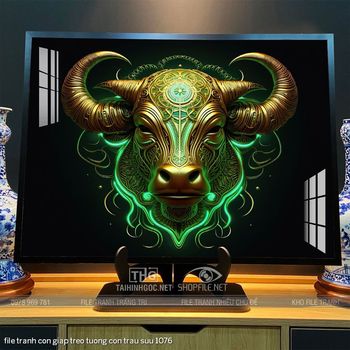 file tranh con giap treo tuong con trau suu 1076