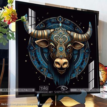 file tranh con giap treo tuong con trau suu 1077