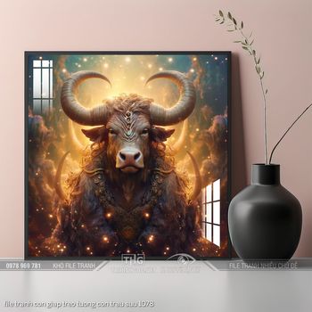 file tranh con giap treo tuong con trau suu 1078