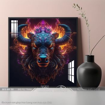 file tranh con giap treo tuong con trau suu 1081