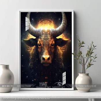 file tranh con giap treo tuong con trau suu 1082