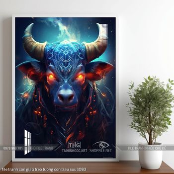 file tranh con giap treo tuong con trau suu 1083