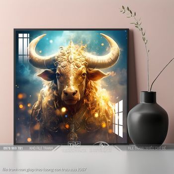 file tranh con giap treo tuong con trau suu 1087