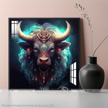 file tranh con giap treo tuong con trau suu 1088