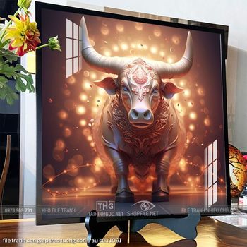 file tranh con giap treo tuong con trau suu 1091