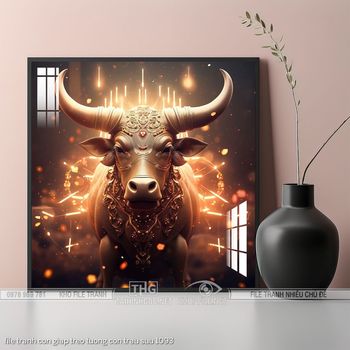 file tranh con giap treo tuong con trau suu 1093