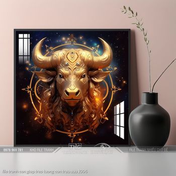 file tranh con giap treo tuong con trau suu 1096