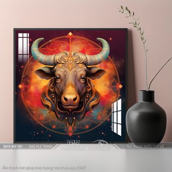 file tranh con giap treo tuong con trau suu 1097