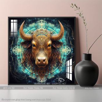 file tranh con giap treo tuong con trau suu 1098