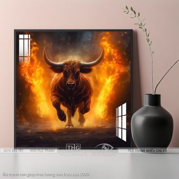 file tranh con giap treo tuong con trau suu 1099